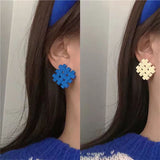 Women's Braided Square Design Stud Earrings – Gifts for Her — 1
