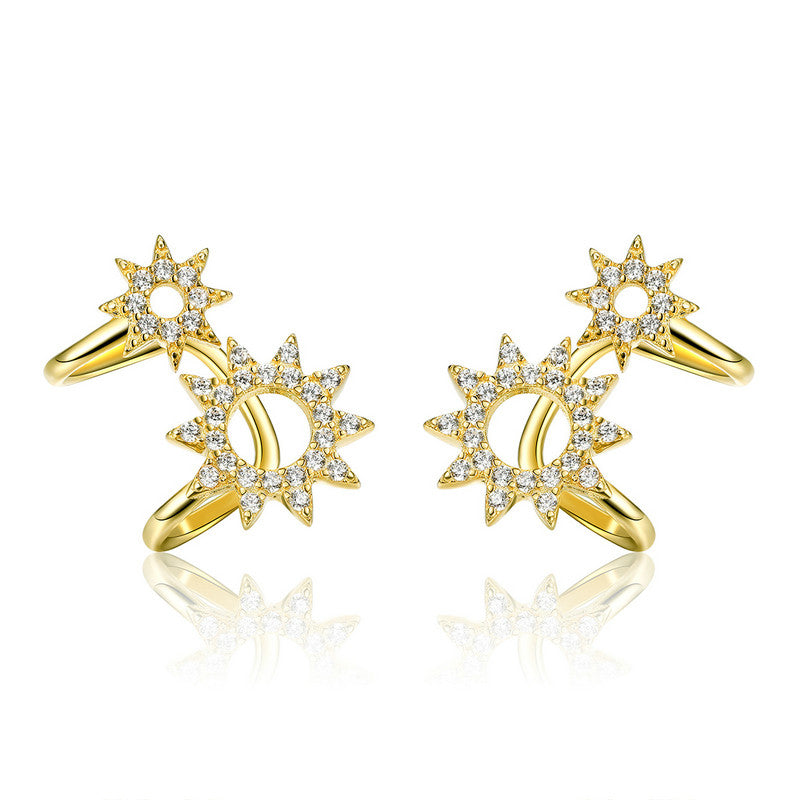 S925 silver earrings sun shape geometry – Small Gift Ideas — 1