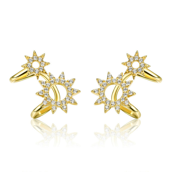 S925 silver earrings sun shape geometry – Small Gift Ideas — 1