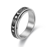 Stars And Moon Titanium Steel Rotatable Ring – Gift Ideas — 8