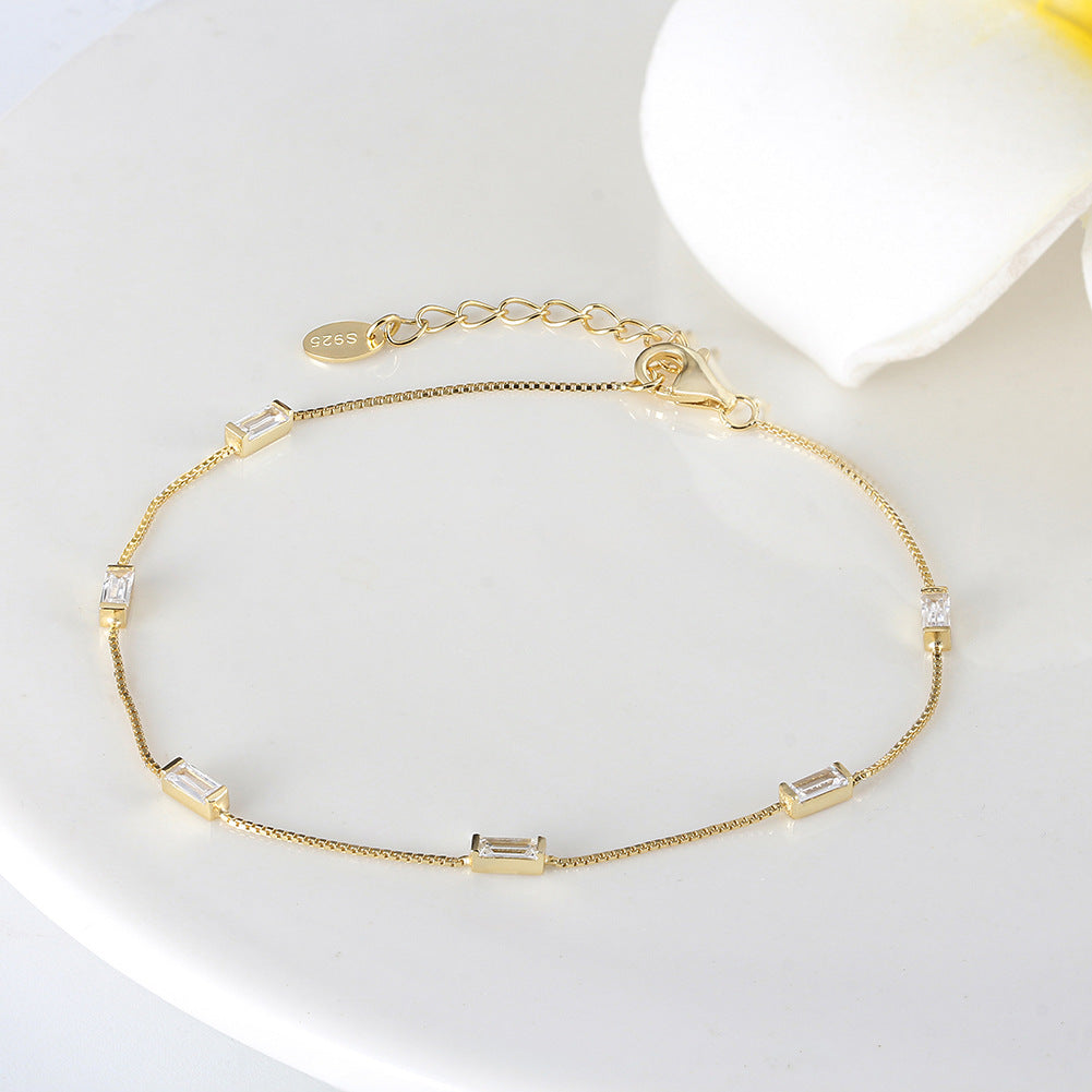 Silver Bracelet Square White Zirconium Bracelet – Jewelry Gift Ideas — 1