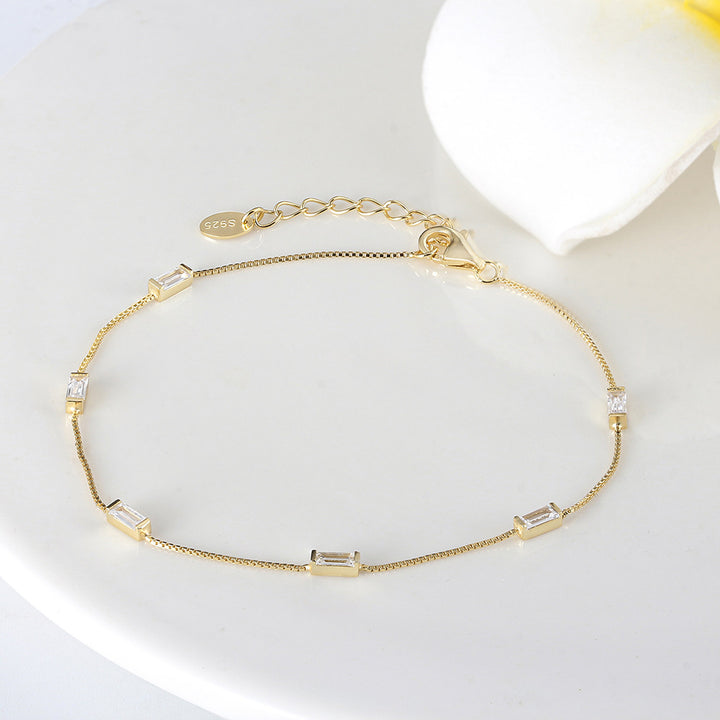 Silver Bracelet Square White Zirconium Bracelet – Jewelry Gift Ideas — 1
