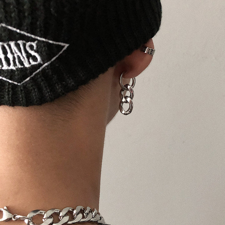 Titanium steel chain hoop earrings – Meaningful Gifts — 1
