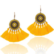 Fabric Tassel Large Version Sunflower Earrings – Unique Gift Ideas — 6