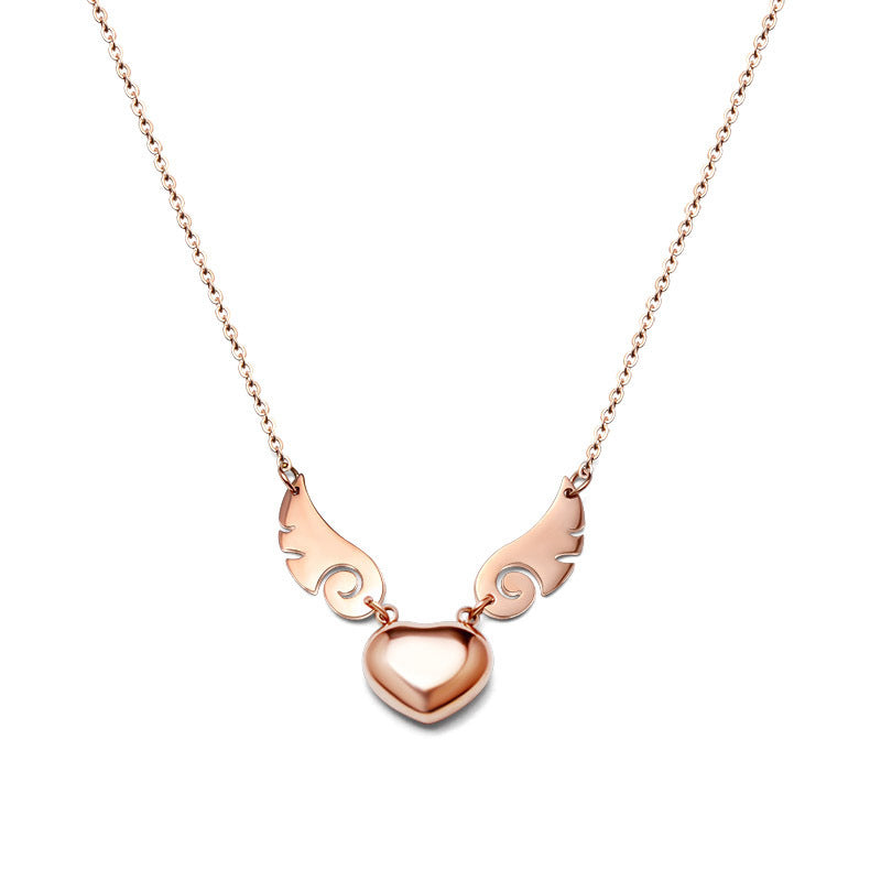 Fashion Heart Pendant Angel Wing Necklace – Jewelry Gift Ideas — 1