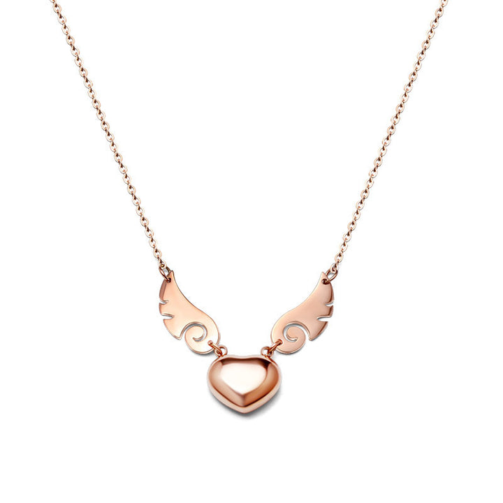 Fashion Heart Pendant Angel Wing Necklace – Jewelry Gift Ideas — 1