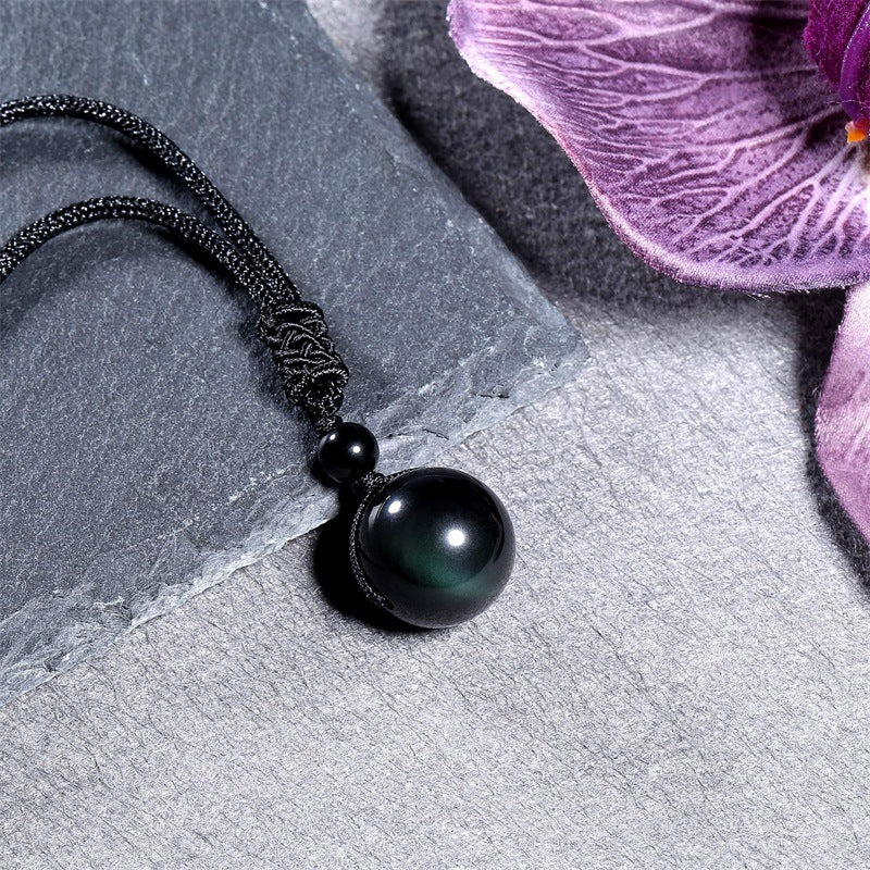 Natural Obsidian Pendant Amethyst Necklace – Jewelry Gift Ideas — 1