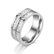 Double Row Diamond Stainless Steel Accessories Ring – Stylish Gifts — 7