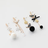 Cute Black and White Cat Personality Earrings – Gifts for Kids — 2