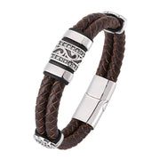 Stainless Steel Braided Leather Bracelet Metal – Stylish Gifts — 1