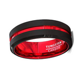 Men's 8mm Black and Red Tungsten Carbide Ring Matte – Gifts for Him — 2
