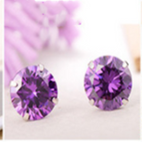Korean Classic Amethyst Zircon Four-Claw Earrings – Small Gift Ideas — 2
