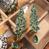 Exaggerated Green Diamond Leaf Fringe Leaf Long – Holiday Gift Ideas — 6