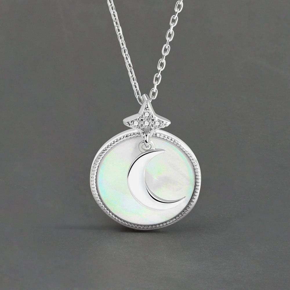 White Fritillary Star Moon Pendant Clavicle Chain – Jewelry Gift Ideas — 1