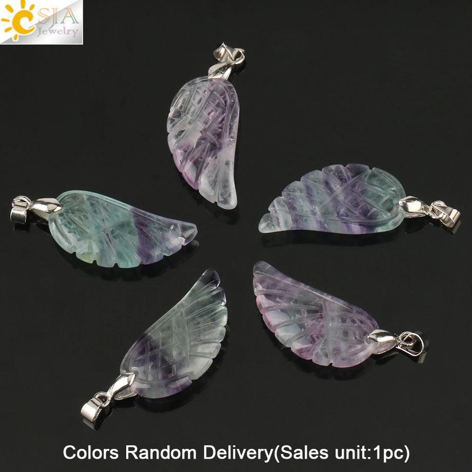 Crystal Pendant Hand-Cut Green Fluorite Angel – Jewelry Gift Ideas — 1