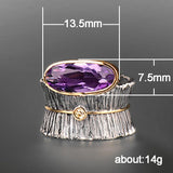 Hot Selling Temperament Women's Amethyst Two Tone Ring – Gifts for Her — 2