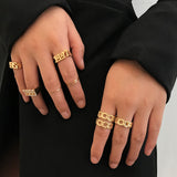 European and American Digital Hollow Ring Set – Stylish Gifts — 3
