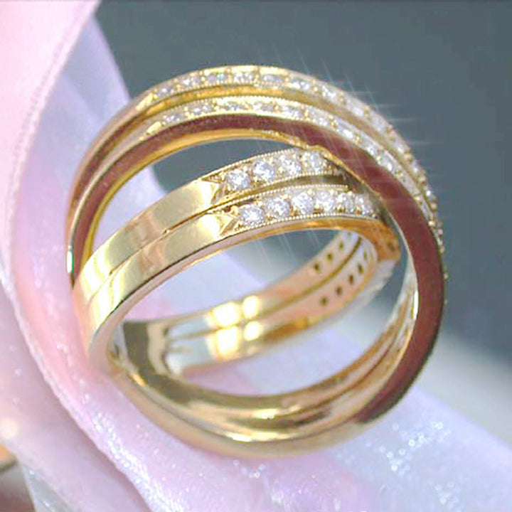 Luxury Women's Ring Double Row Cross Inlaid – Jewelry Gift Ideas — 1