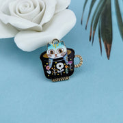 Alloy Drip Oil Printing Water Cup Cat Handmade Jewelry – Stylish Gifts — 4