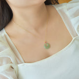 Hetian Jade Princess Buckle Pendant 18K Gold – Jewelry Gift Ideas — 1
