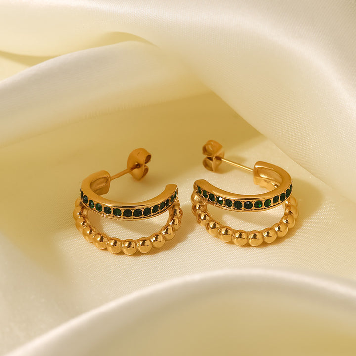 Versatile C- Shaped Double-layer Golden Balls Inlaid – Practical Gifts — 1