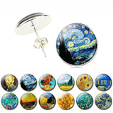 Van Gogh Landscape Oil Painting Art Stud Earrings – Creative Gifts — 1