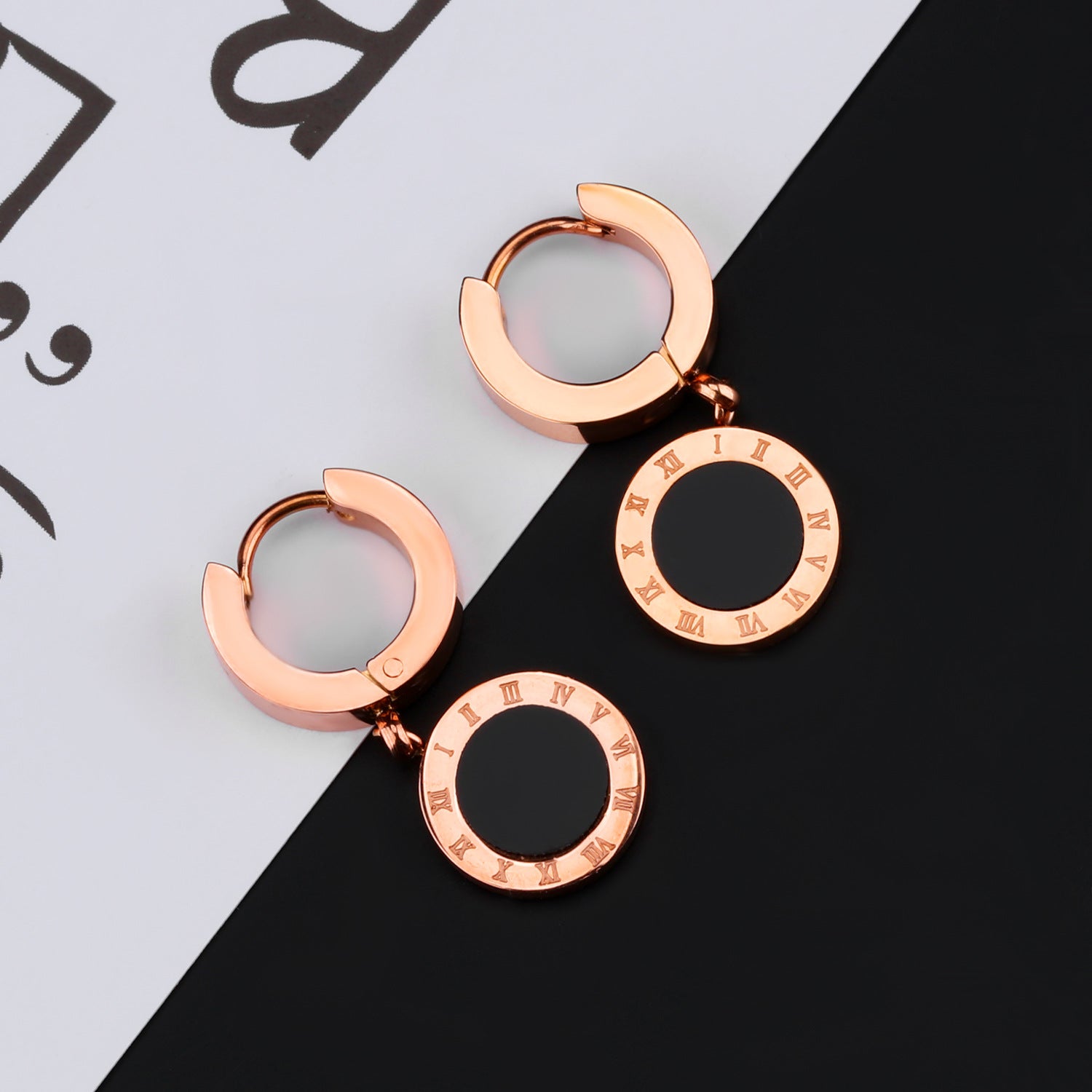 Roman numerals simple circle round cake earrings – Thoughtful Gifts — 1