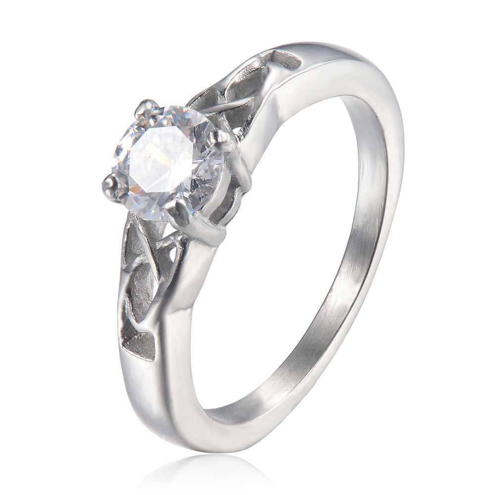 Simple Four-claw Diamond Two Sides Hollow Air Quality – Gifts for Her — 1