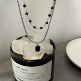 Black Zircon Beaded Double-layer Clavicle Chain – Meaningful Gifts — 4