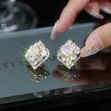 Women's Airy Diamond-shaped Earrings With Zirconia – Gifts for Her — 5
