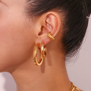 Square Line Hollow C- Shaped Ear Ring Stainless – Practical Gifts — 1
