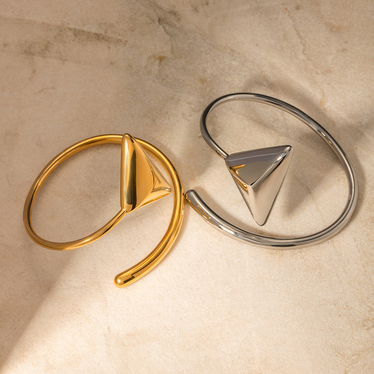 18K Gold Stainless Steel Triangle Coil Bracelet – Jewelry Gift Ideas — 1