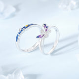 Starry Butterfly Lovers Couple Ring, Pure Silver – Gifts for Couples — 10