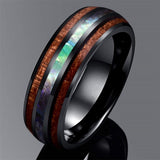 Rose Gold Wood Grain Shell Titanium Steel Ring – Useful Gifts — 9