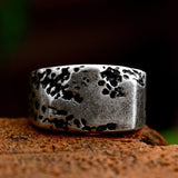 Men's Vintage Distressed Stainless Steel Rock Ring – Gifts for Him — 8