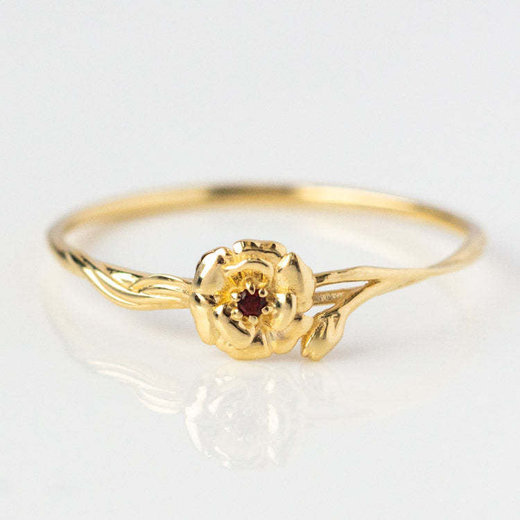 12yue Flower Birthstone Ring Copper Inlaid Zircon – Everyday Gifts — 11
