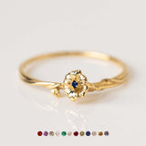12yue Flower Birthstone Ring Copper Inlaid Zircon – Everyday Gifts — 20