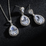 Bright Big Zircon Water Drops Necklace Eardrops – Gifts for Couples — 7