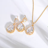 Bright Big Zircon Water Drops Necklace Eardrops – Gifts for Couples — 11
