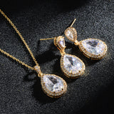 Bright Big Zircon Water Drops Necklace Eardrops – Gifts for Couples — 6