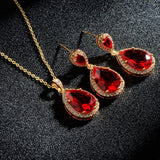 Bright Big Zircon Water Drops Necklace Eardrops – Gifts for Couples — 13
