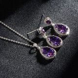 Bright Big Zircon Water Drops Necklace Eardrops – Gifts for Couples — 3