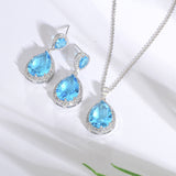 Bright Big Zircon Water Drops Necklace Eardrops – Gifts for Couples — 9