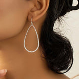 Metal Water Drop Hollow Stud Earrings Simple – Everyday Gifts — 3