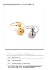 Spherical Personality Ring Female Gold Steel Size Ball – Gifts for Her — 5