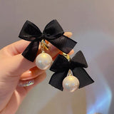 French Elegant Black Bow Earrings – Everyday Gifts — 5