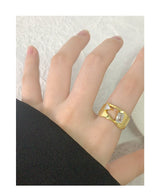 Irregular Surface Triangle Zircon Ring Sterling Silver – Gifts for Her — 19