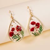 Drop-shaped Epoxy Leaf-shaped Flowers Earrings – Small Gift Ideas — 4