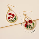 Drop-shaped Epoxy Leaf-shaped Flowers Earrings – Small Gift Ideas — 6