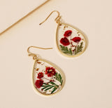 Drop-shaped Epoxy Leaf-shaped Flowers Earrings – Small Gift Ideas — 3